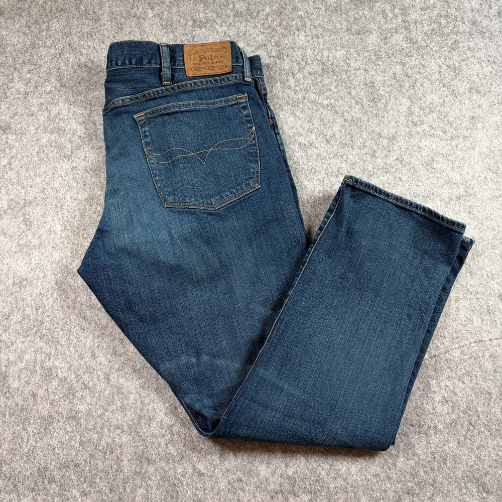 Polo Ralph Lauren Jeans Mens 40x30 Blue Good Varick Slim Straight Denim Prep